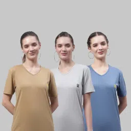 Vimal Jonney Beige & Grey Cotton Sports T-Shirt - Pack Of 3 image 1