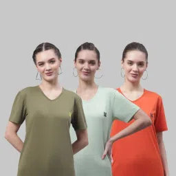 Vimal Jonney Green & Orange Cotton Sports T-Shirt - Pack Of 3 image 1