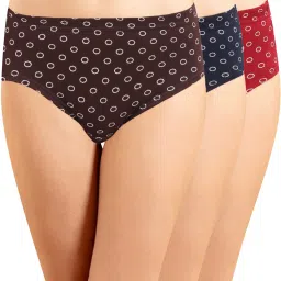 IN CARE Brown & Navy Cotton Printed Hipster Panties - Pack Of 3 image 1