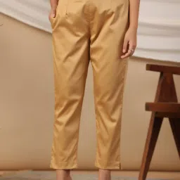 Juniper Gold Solid Lycra Women Drawstring Pants With Single Side Pocket image 1