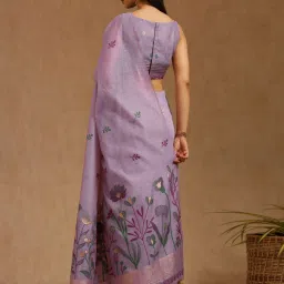 Soch Lavender Chanderi Woven Design Saree With Stitched Blouse image 2