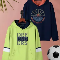 HELLCAT Kids Green & Navy Printed Full Sleeves T-Shirt (Pack Of 2) image 1