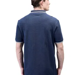 Woods Dark Blue Regular Fit Striped Polo T-Shirt image 2