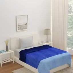 @home Nilkamal Solid Blue Polyester Single Blanket image 1