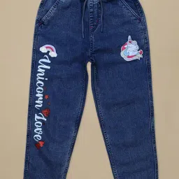 Kidsville Girls Blue Printed Joggers-image-37