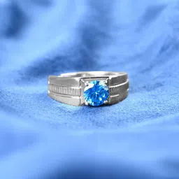Clara Men 925 Sterling Silver Platinum-Plated Zirconia-Studded Adjustable Finger Ring-picture-44