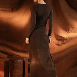Kazo Brown Plain Maxi Dress image 2