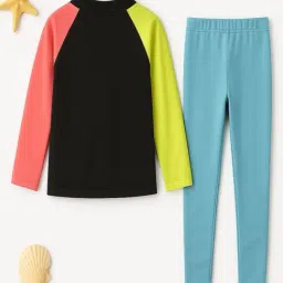 Bubble Berry Girls Black Color Block Swimsuit image 3