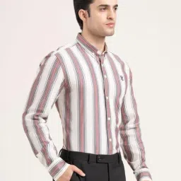 Red Tape Maroon Cotton Striped Regular Fit Shirt image 5