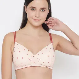 Clovia Beige Non Wired Padded T-Shirt Bra-image-46