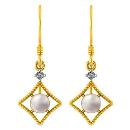 p.c. chandra jewellers BIS Hallmarked 18k Gold Diamond Drop Earrings with Pearl Detailing for Women & Girls-picture-25