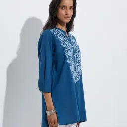 Utsa by Westside Indigo Floral Embroidered Cotton Straight Kurta-picture-33