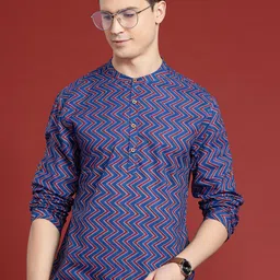 Anouk Men Pure Cotton Chevron Printed Kurta-image-12