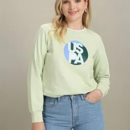 U.S. Polo Assn. Light Green Graphic Print Sweatshirt image 1
