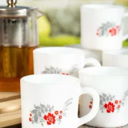 Cello Dazzle Stella White & Red Glass Coffee Mug (0.18 L) - Set of 6-picture-13