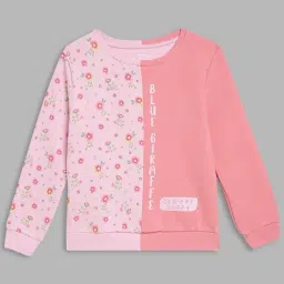 Blue Giraffe Kids Pink Floral Print Full Sleeves Sweatshirt-image-88