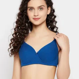 Clovia Blue Cotton Half Coverage T-Shirt Bra-picture-16