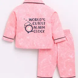 Clt.s Unisex Pink Printed Full Sleeves Shirt With Pyjamas image 2