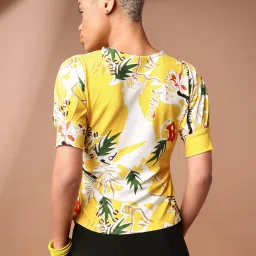 PURVAJA Yellow Printed Top image 2