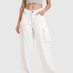 Bene Kleed White Cotton Mid Rise Flared Jeans image 1