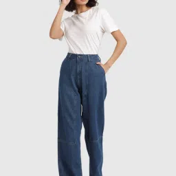 Bene Kleed Blue Cotton High Rise Jeans image 1