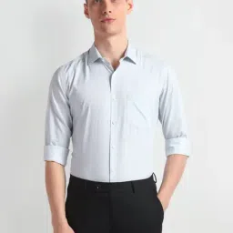 Arrow Grey Cotton Regular Fit Printed Shirt-image-23