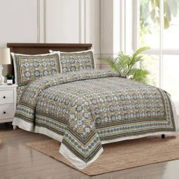 JaipurFabric Green 180 TC 100% Cotton Rangolis Double Bedsheet with 2 Pillow Covers-picture-5