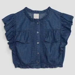 GAP Girls Blue Cotton Solid Top-image-8