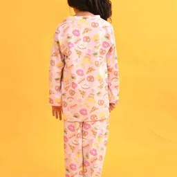 Anthrilo Kids Pink Cotton Printed Full Sleeves T-Shirt & Trouser image 2