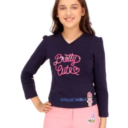 Cutecumber Kids Navy Embellished Full Sleeves Top image 1