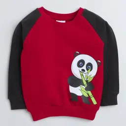 Bumzee Kids Red & Black Printed Full Sleeves Sweatshirt image 1
