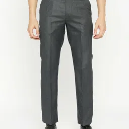 SOLEMIO Navy Slim Fit Flat Front Trousers image 1