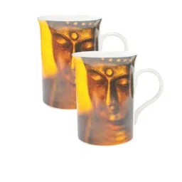 Clay Craft Multicolor Ceramic 8.2 cm Milk Mug (0.34 L) - Set of 2 image 1