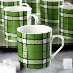 SONAKI Green Bone China Coffee Mugs (220 ml) - Set of 6 image 1