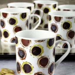 Goodhomes Multicolor Bone China Coffee Mugs (220 ml) - Set of 6 image 1