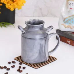 Clay Craft Grey Ceramic 8 cm Milk Mug (0.35 L) - Set of 2 image 1