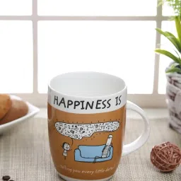 Clay Craft Brown & White Ceramic 8.2 cm Milk Mug (0.34 L) - Set of 2 image 1