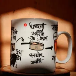 Clay Craft White & Black Ceramic 9 cm Milk Mug (0.39 L) - Set of 2 image 1