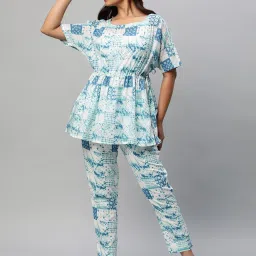 Kami Kubi Blue Printed Top With Trousers image 1