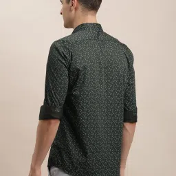 Turtle Dark Green Cotton Slim Fit Printed Shirt image 2