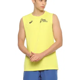 Asics TMM 2023 SM Yellow Regular Fit Sleeveless Sports T-Shirt image 1