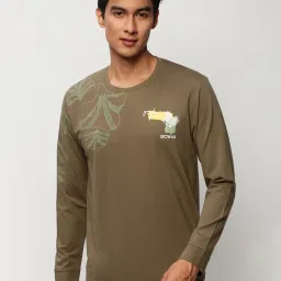 showoffff SHOWOFF Olive Slim Fit Printed Sweatshirt image 1