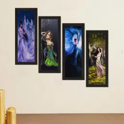 eCraftIndia Set of 4 Dancing Angels Satin Matt Texture UV Art Painting image 1