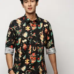 showoffff SHOWOFF Black Slim Fit Printed Shirt image 1