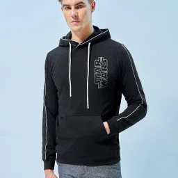 Bewakoof Black Regular Fit Printed Hooded Sweatshirt image 2