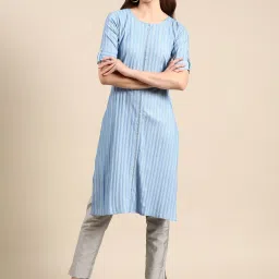 showoffff SHOWOFF Blue Striped Kurta image 1