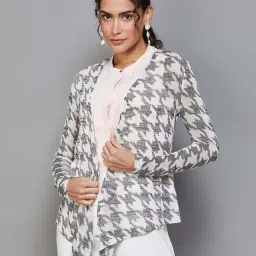 Code by Lifestyle Grey Cotton Houndstooth Print Shrug image 1
