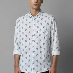 Louis Philippe Jeans Blue Cotton Slim Fit Printed Shirt image 1