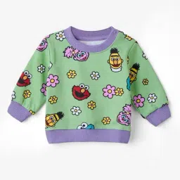 The Souled Store Kids Green & Purple Cotton Printed Full Sleeves Sweatshirt-image-8