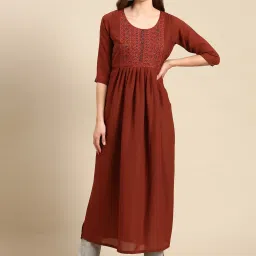 showoffff SHOWOFF Brown Embellished Kurta image 1